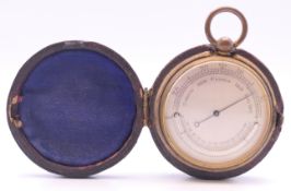 A Victorian cased pocket barometer, the cased marked 1914-15. 4.5 cm diameter.