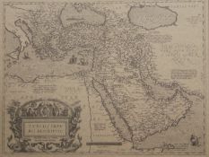 Turcici Imperii Descriptio, a print of an antique Middle Eastern Map, framed and glazed. 51 x 39.