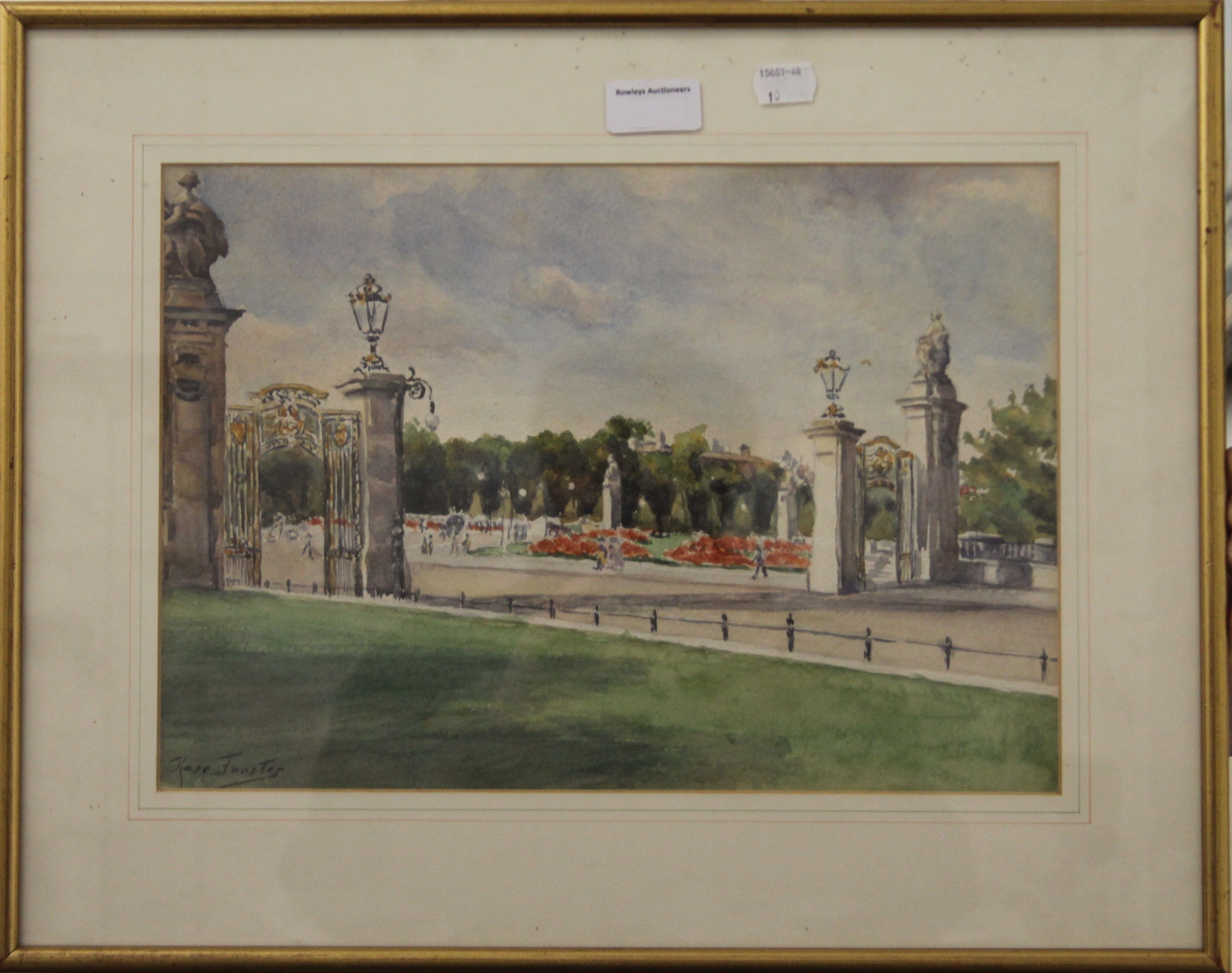 ROSE FORSTER (20th century) British, Buckingham Palace, watercolour, signed, framed and glazed. - Image 2 of 3