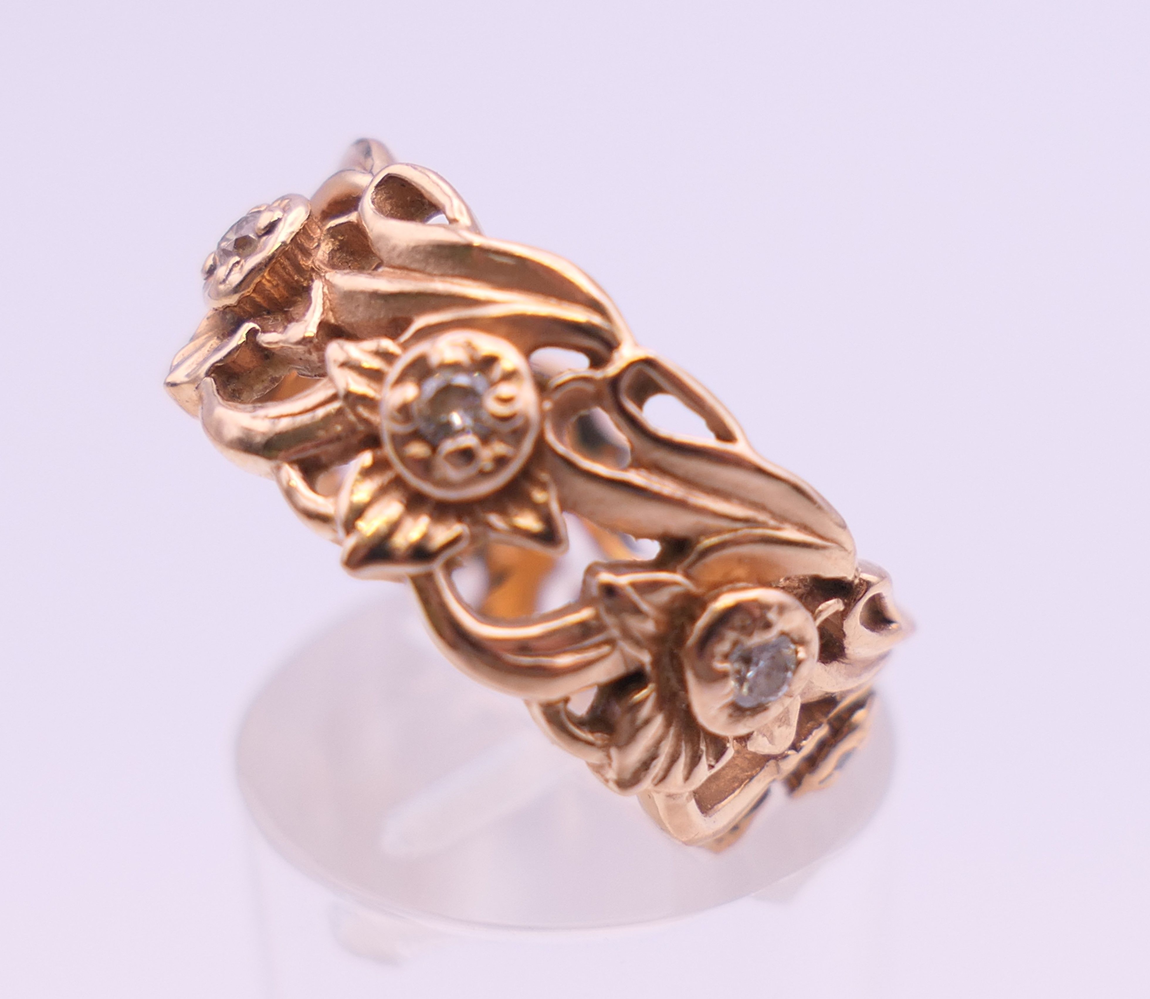 A 14 ct rose gold diamond set Welsh wedding ring. Ring size M/N. 7.9 grammes total weight. - Image 5 of 10