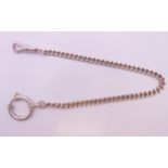 A silver watch chain. 24.5 cm long. 14.2 grammes.