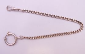 A silver watch chain. 24.5 cm long. 14.2 grammes.