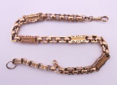 A 9 ct gold Albert watch chain. 38 cm long. 41.2 grammes.