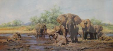 DAVID SHEPHERD, Elephants, limited edition print, signed in pencil to margin, numbered 357/850,