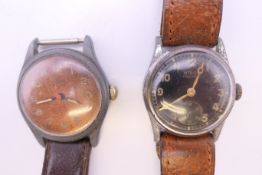 Two black dial military style wristwatches.