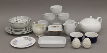 A box of mixed white ceramics including Homemaker.