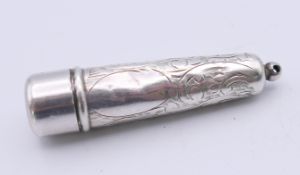 A silver fob case, hallmarked for Birmingham 1911. 5 cm long. 4.7 grammes.