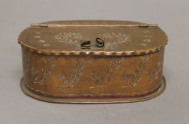 A 19th century copper tobacco jar. 15.5 cm long.
