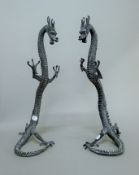 A pair of bronze dragons. 41 cm high.