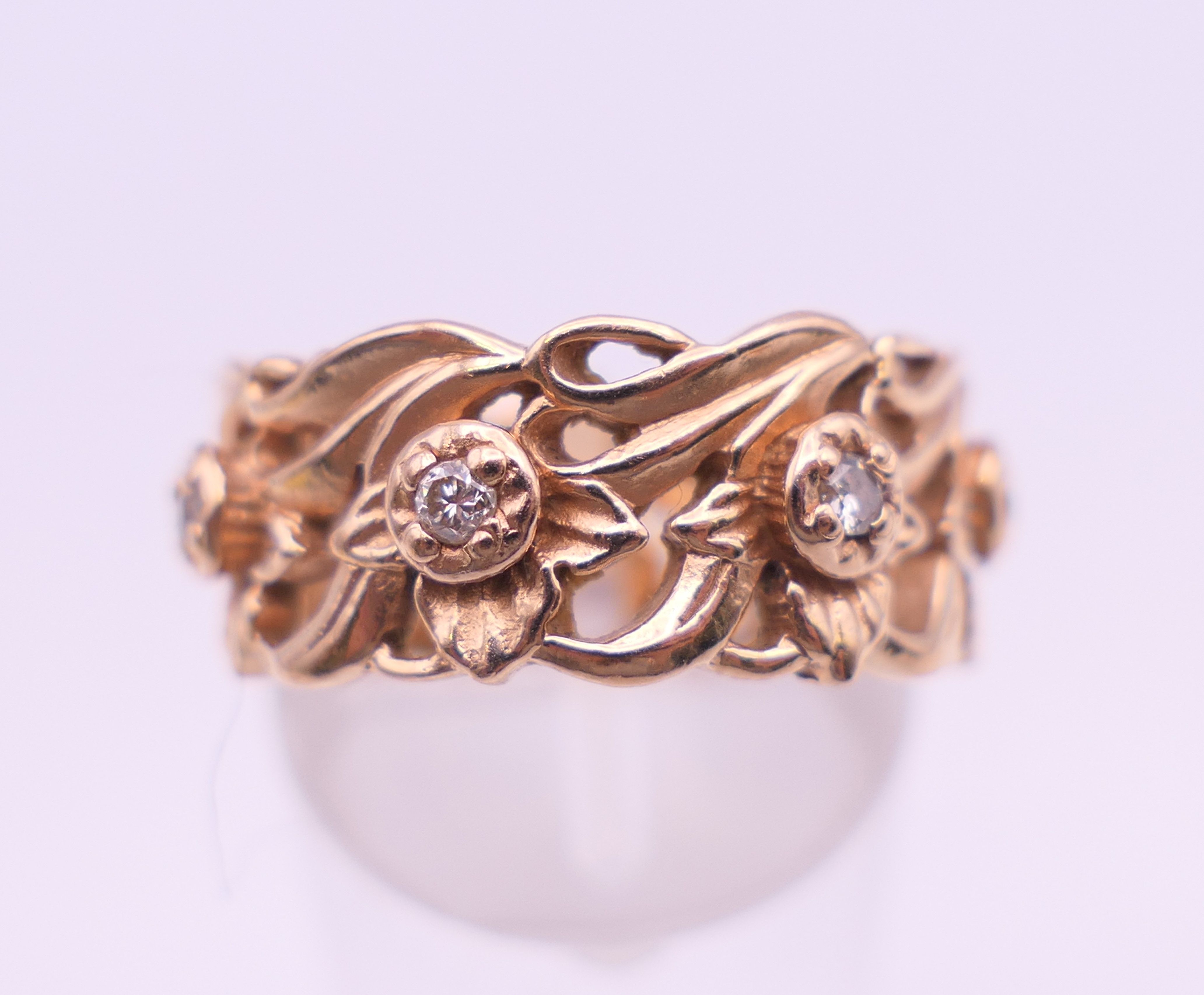 A 14 ct rose gold diamond set Welsh wedding ring. Ring size M/N. 7.9 grammes total weight. - Image 2 of 10