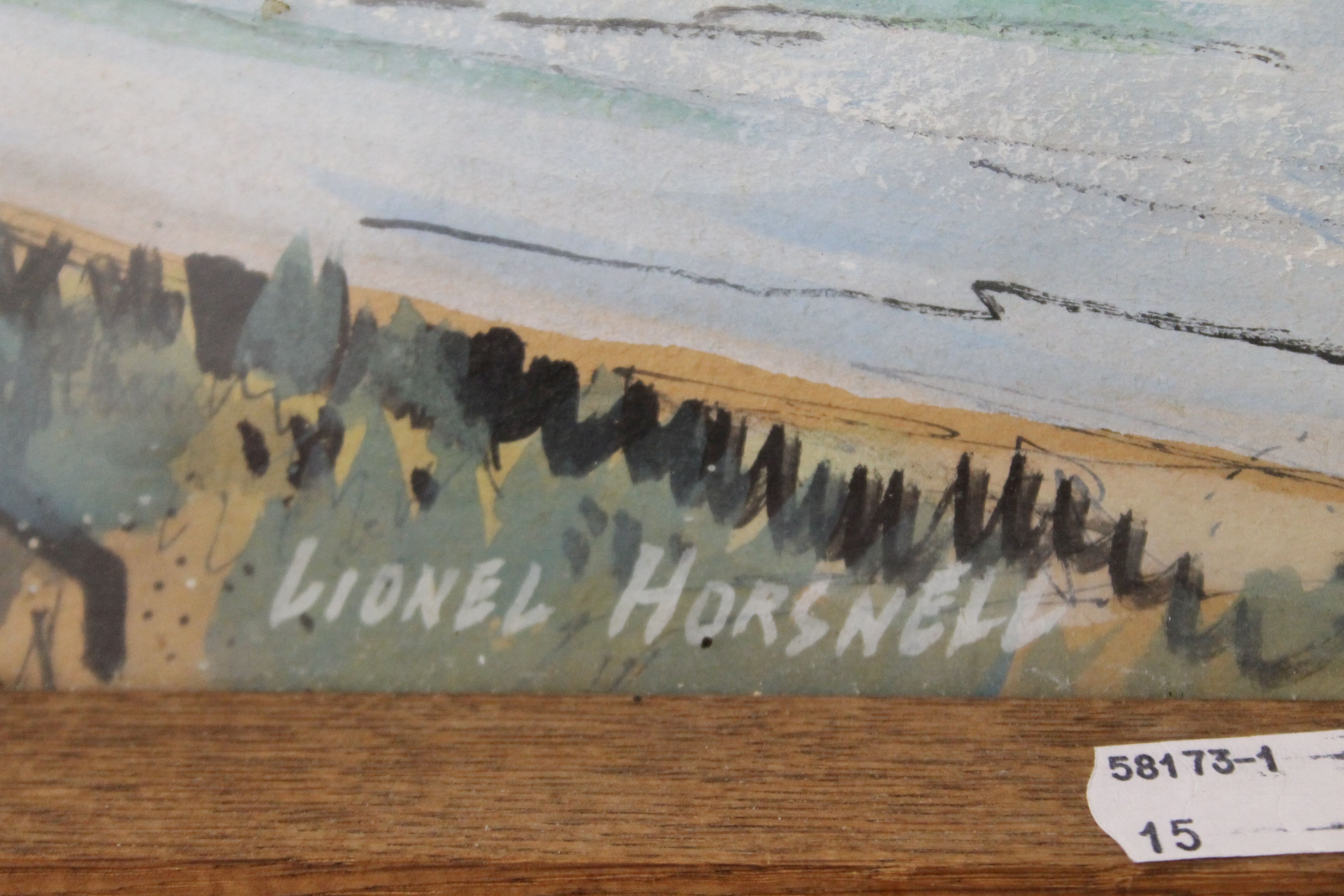 LIONEL HORSNELL (1932-2011), Coastal Bay Scene, watercolour and gouache, framed and glazed. - Image 3 of 3