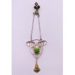 A silver Art Nouveau style pendant. 9.5 cm high.