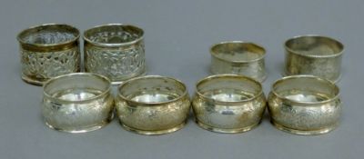 A quantity of silver napkin rings. 136.6 grammes.