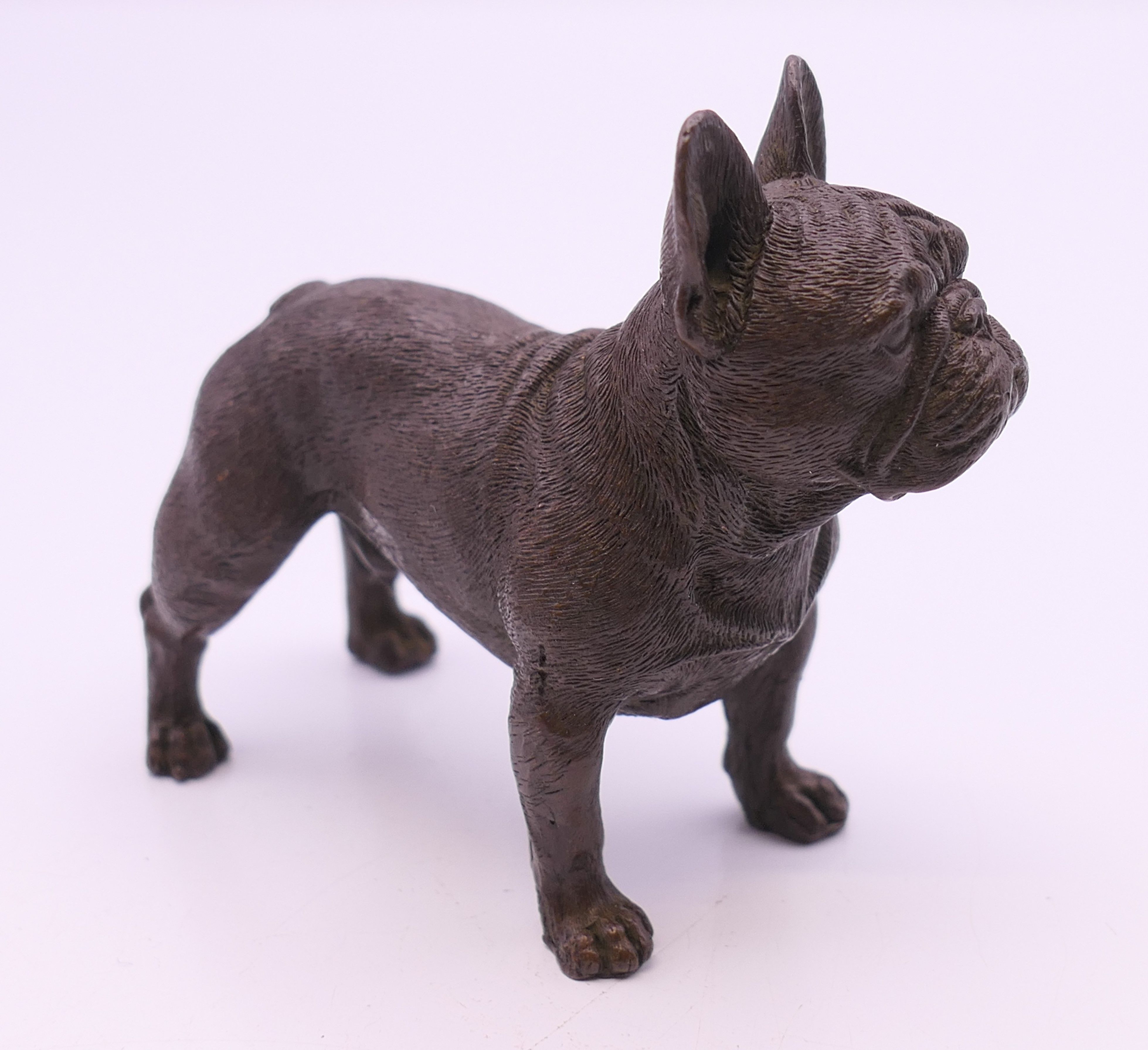 A bronze model of a French Bulldog. 7.5 cm long. - Image 2 of 5