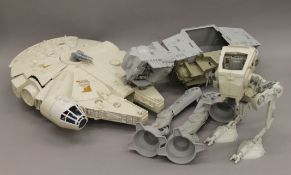 A quantity of various Star Wars toys.