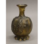 A French Art Nouveau patinated bronze vase, signed L Kamm, the underside with foundry mark.