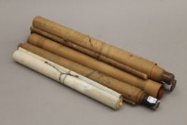 Five 19th century Chinese scroll pictures. The largest 38 cm wide overall.