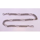 A silver watch chain with twisted link every 5 links. 45 cm long. 57.8 grammes.