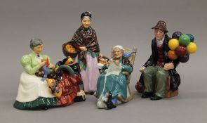 Four Royal Doulton figurines. The largest 21 cm high.