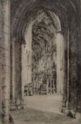 M OLIVER RAE, an etching of Ely Cathedral, framed and glazed. 20 x 28.5 cm.