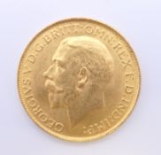 A 1918 gold sovereign.