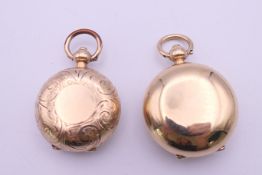 Two gold plated sovereign cases. The largest 3.25 cm diameter.