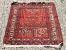 A Persian wool prayer rug. 88 x 107 cm.