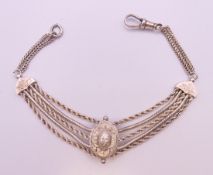 A silver Albertina watch chain. 21 cm long. 19.1 grammes.