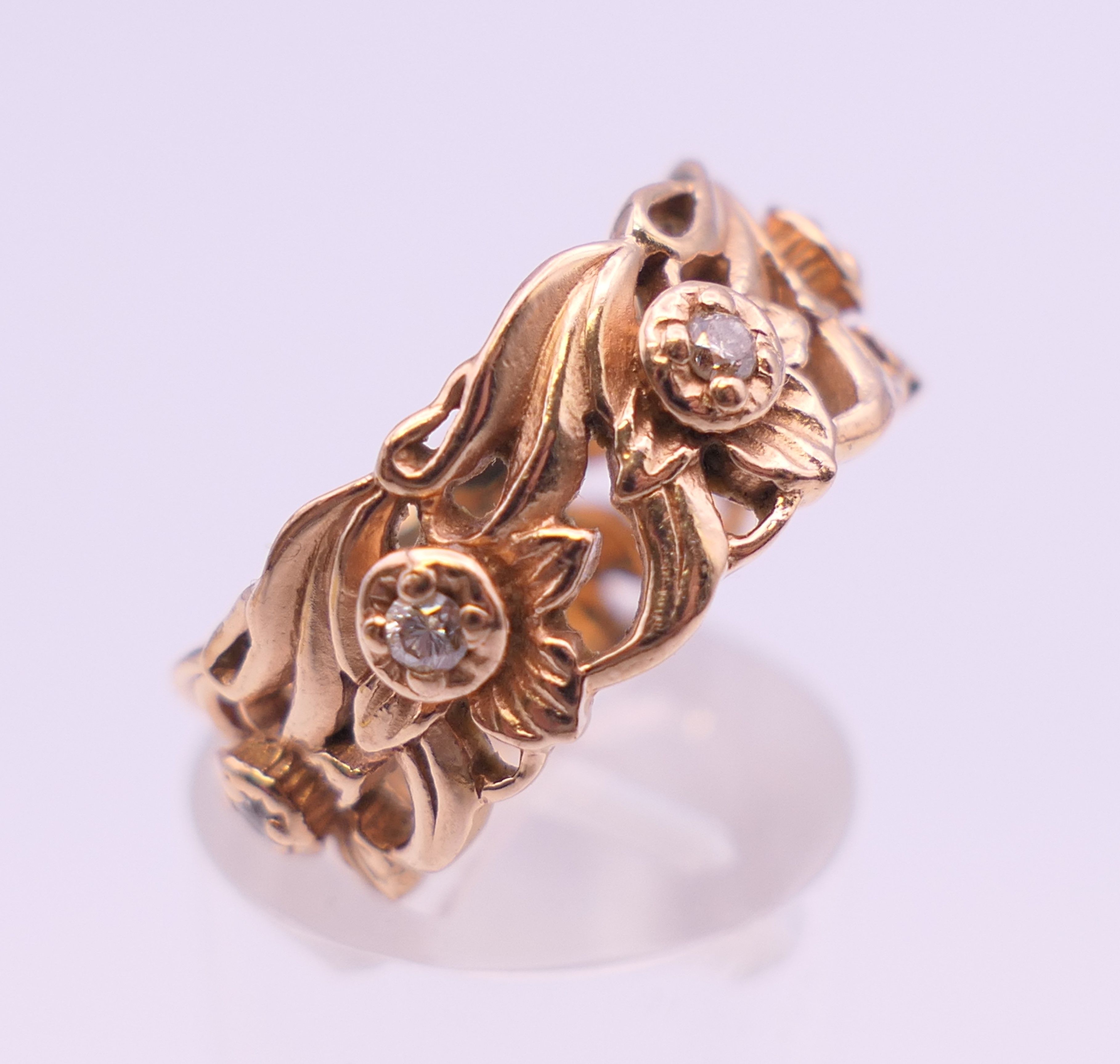 A 14 ct rose gold diamond set Welsh wedding ring. Ring size M/N. 7.9 grammes total weight. - Image 4 of 10