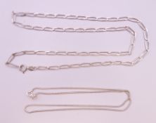 Two silver chains. The largest 58 cm long. 16.2 grammes.