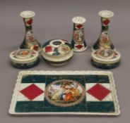 A Continental porcelain dressing table set.