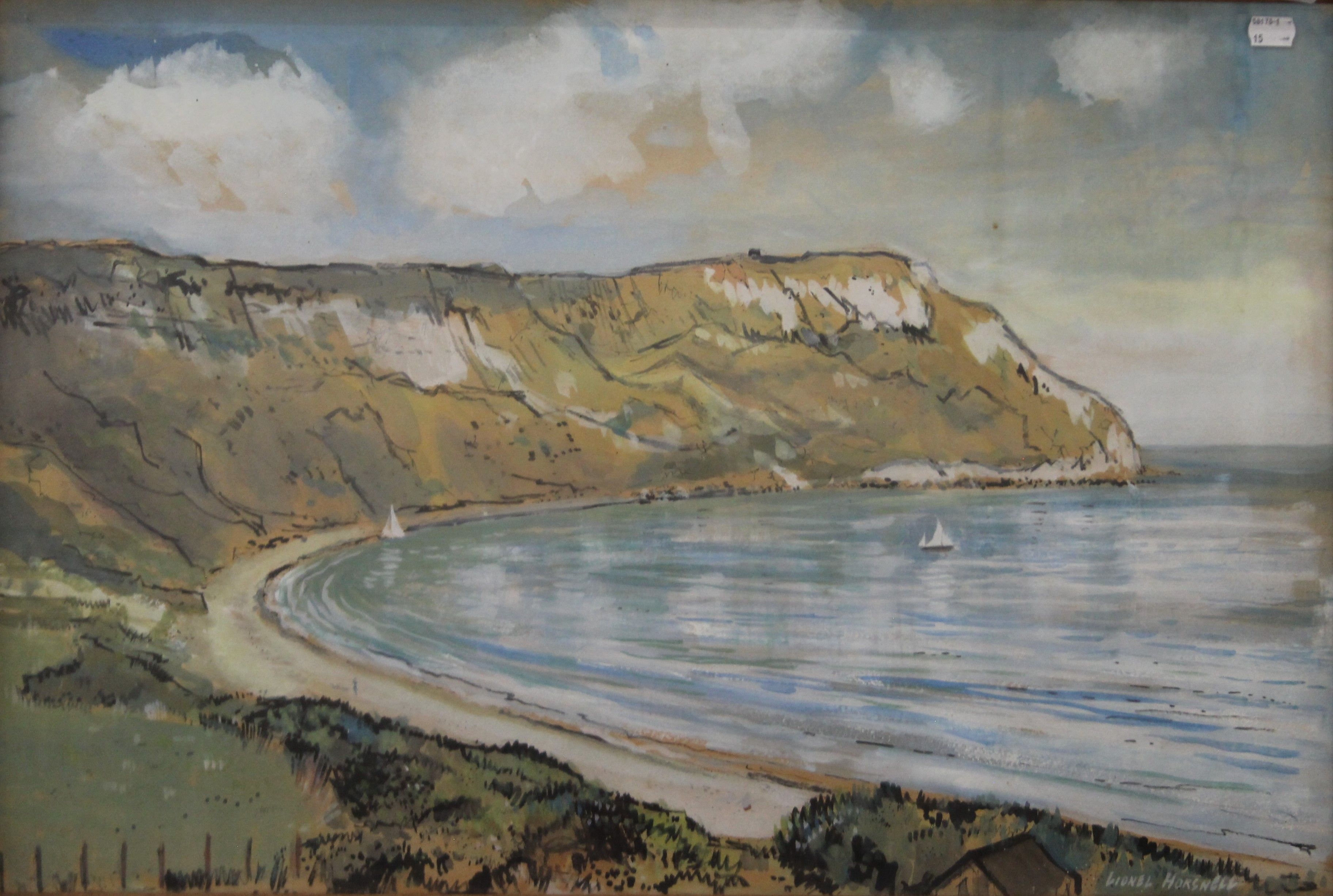 LIONEL HORSNELL (1932-2011), Coastal Bay Scene, watercolour and gouache, framed and glazed.