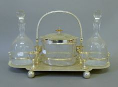 A silver plated decanter set. 45 cm long.