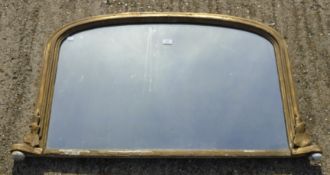 A Victorian gilt framed overmantle mirror. 110 cm wide.