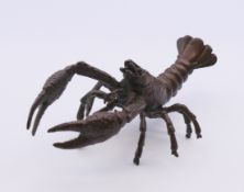A bronze model of a crayfish. 9.5 cm long.
