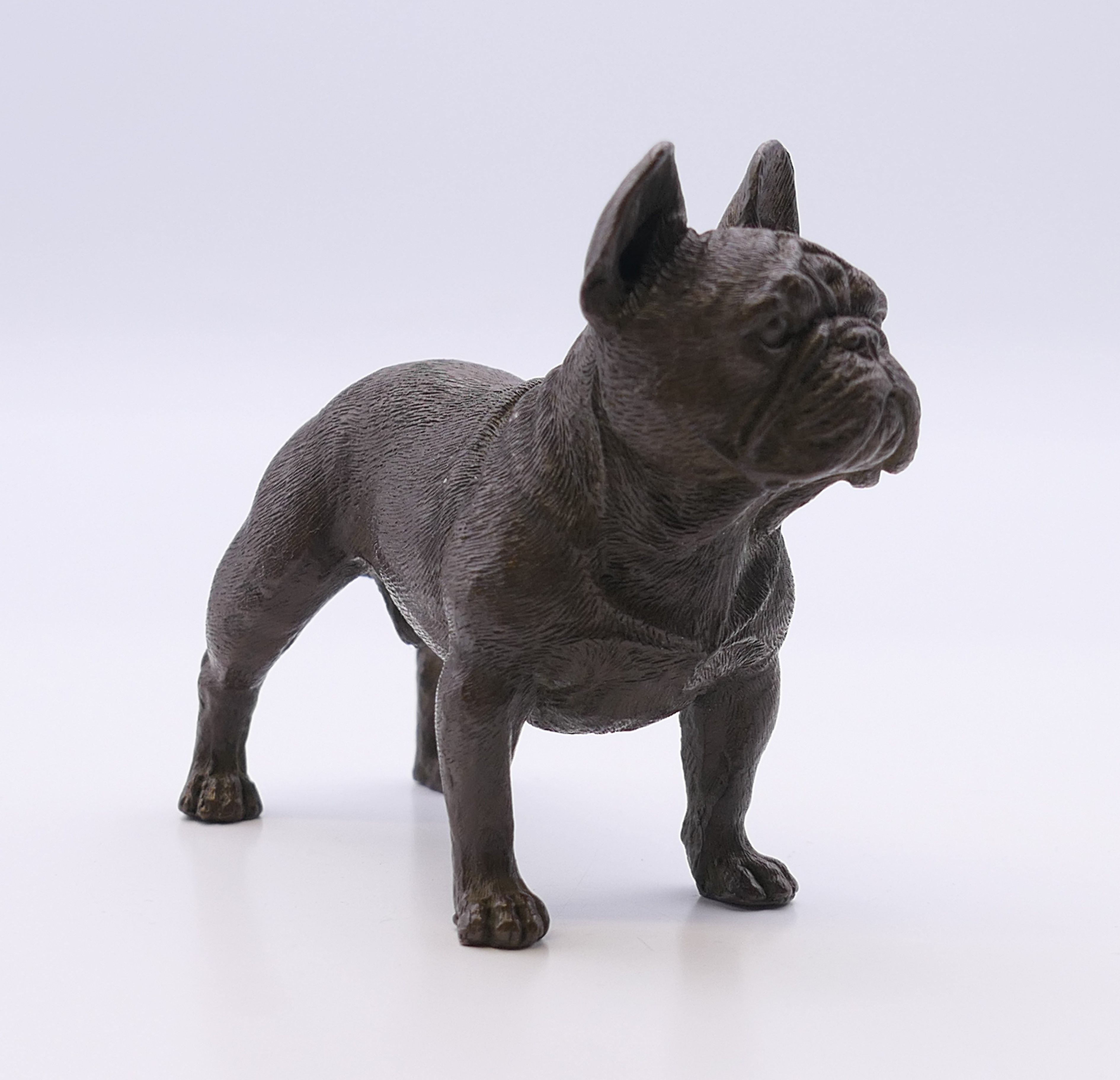 A bronze model of a French bulldog. 6.5 cm high. - Image 3 of 4