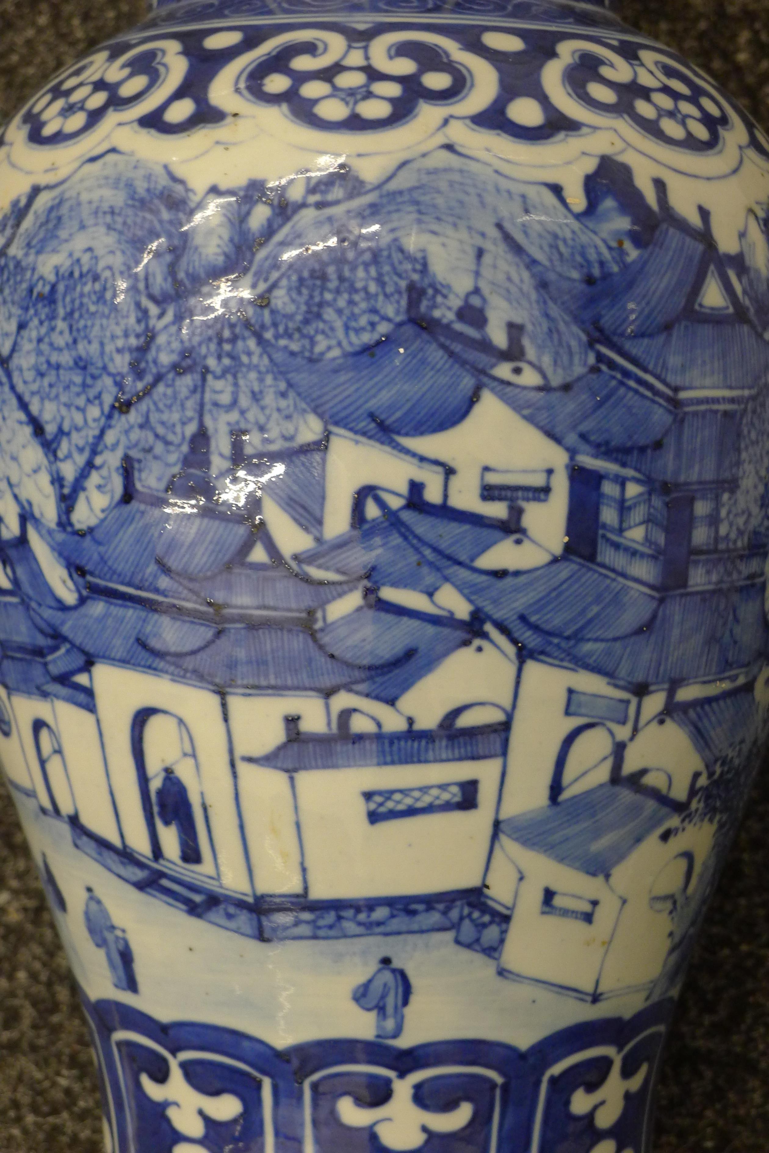 A 19th century Chinese blue and white vase. 41 cm high. - Image 12 of 12