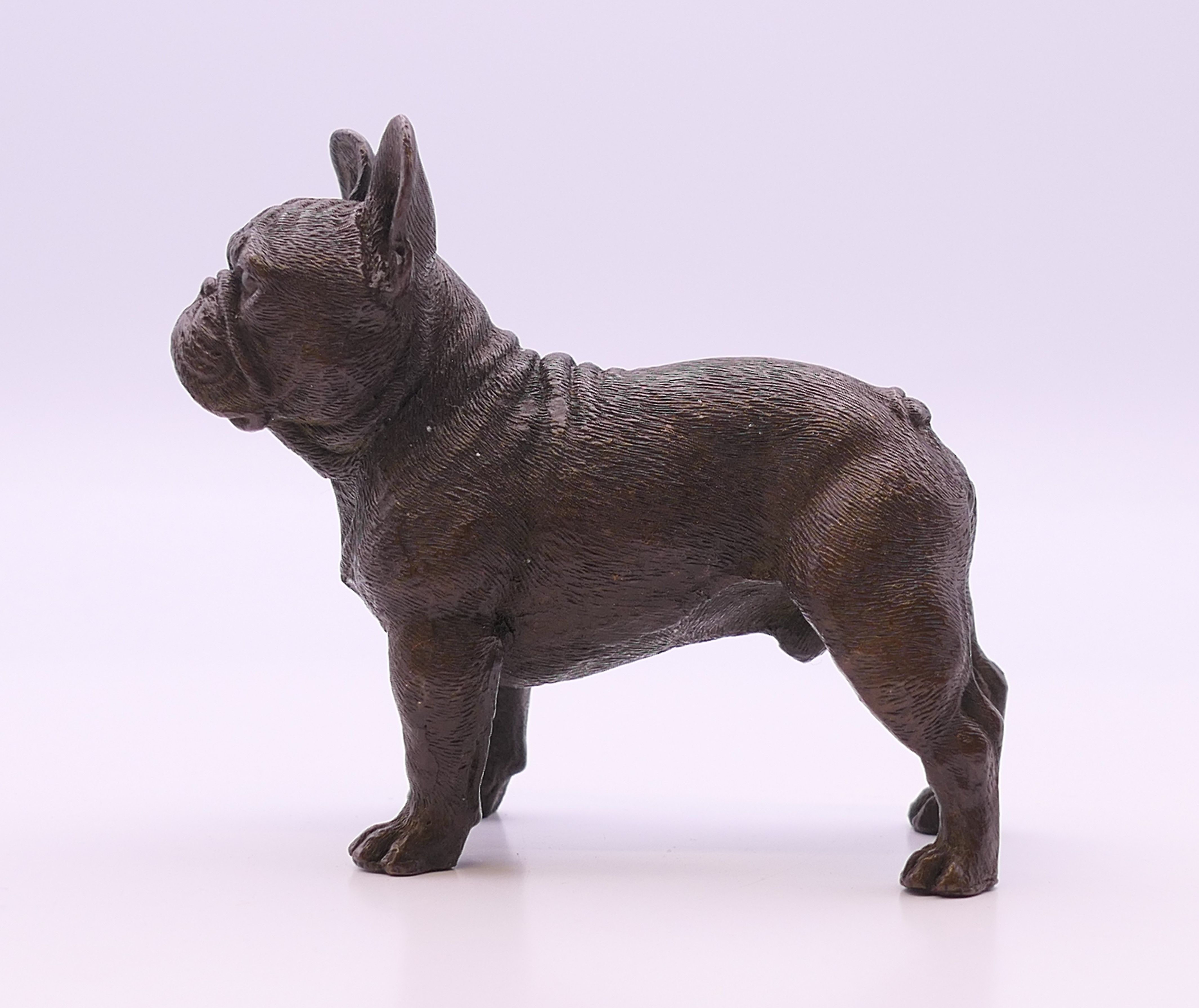 A bronze model of a French bulldog. 6.5 cm high. - Image 2 of 4