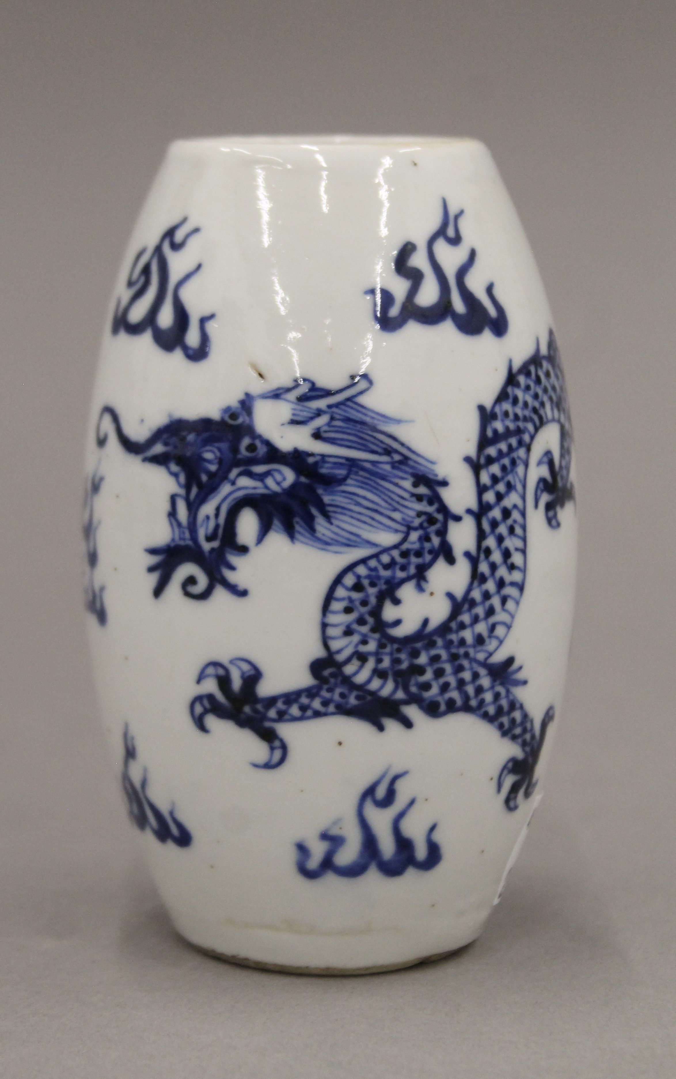 A small Chinese blue and white porcelain vase decorated with four claw dragon, - Image 2 of 11