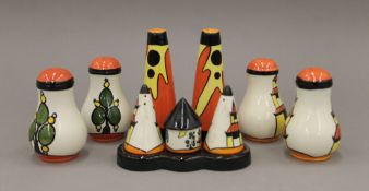 Four Lorna Bailey cruet sets. The largest 12.5 cm high.