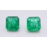 Two natural emeralds with laboratory certificates. The largest 11.12 ct.