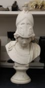 A plaster bust of Minerva. 65 cm high.