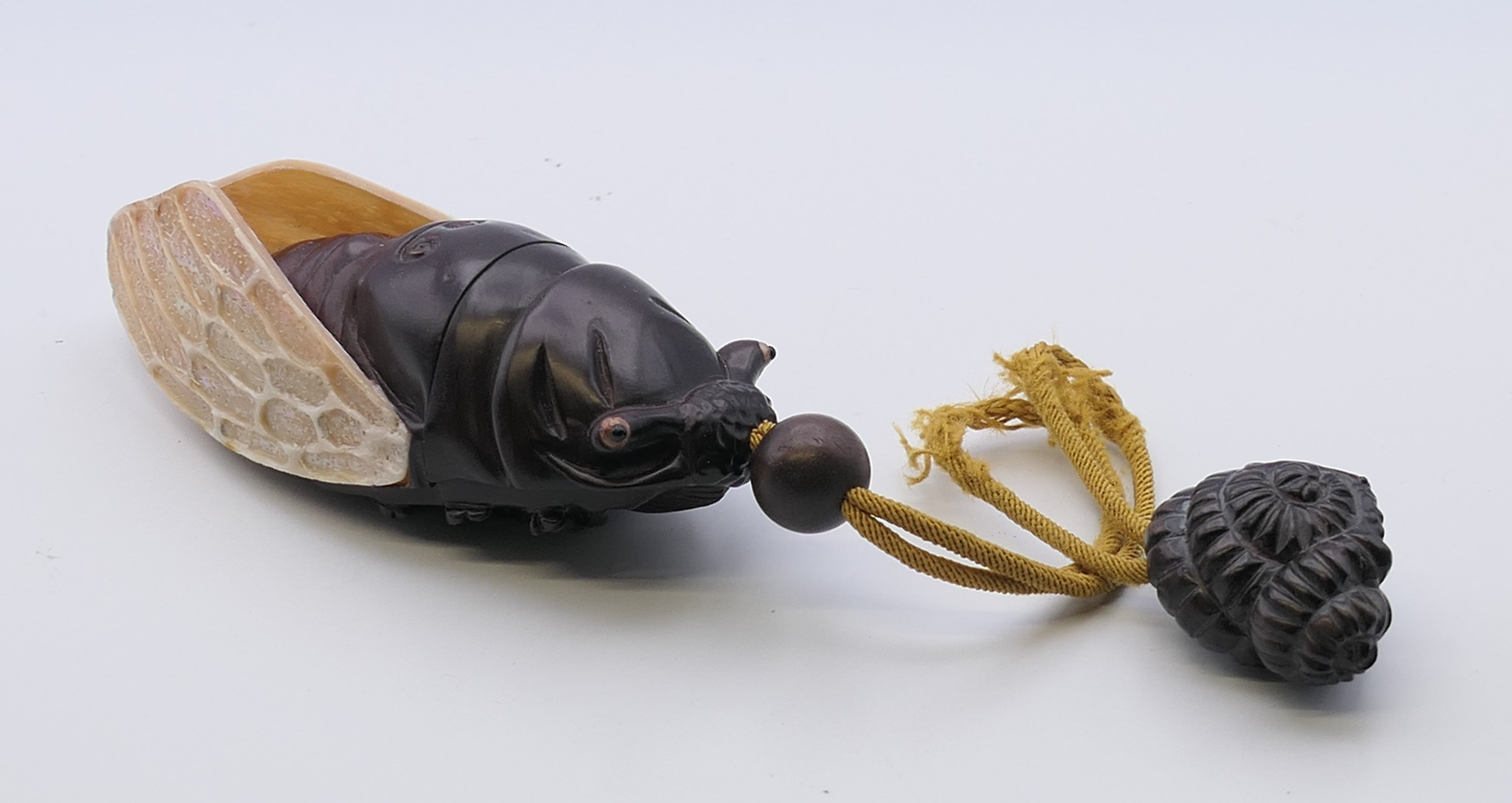 An inro formed as a cicada. 11 cm long.
