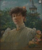 AUGUSTE BERTHON (1858-1910) French, A pastel portrait of a Young Woman, framed and glazed.