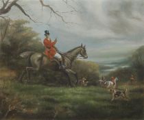 Hunt Scene, oil on canvas, unframed. 61 x 51 cm.