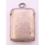 A Victorian silver vesta fob, Birmingham 1899, maker's mark Deakin and Francis Ltd. 3 cm wide.