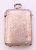 A Victorian silver vesta fob, Birmingham 1899, maker's mark Deakin and Francis Ltd. 3 cm wide.