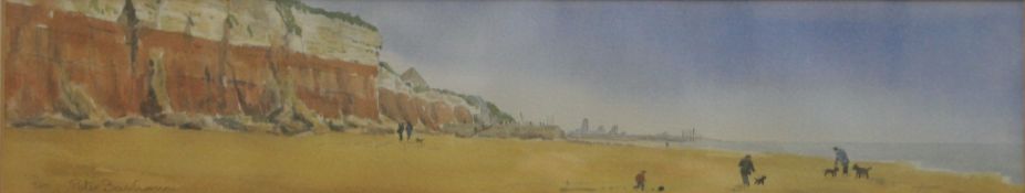 PETER BASHAM, Hunstanton Cliffs, limited edition print, numbered 71/250, framed and glazed. 43 x 8.
