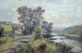 ABRAHAM HULK Junior (1851-1922) British, Landscape, oil on canvas, signed, framed. 75 x 49 cm.