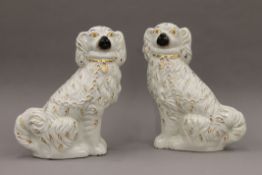 A pair of Victorian Staffordshire spaniels. 29 cm high.